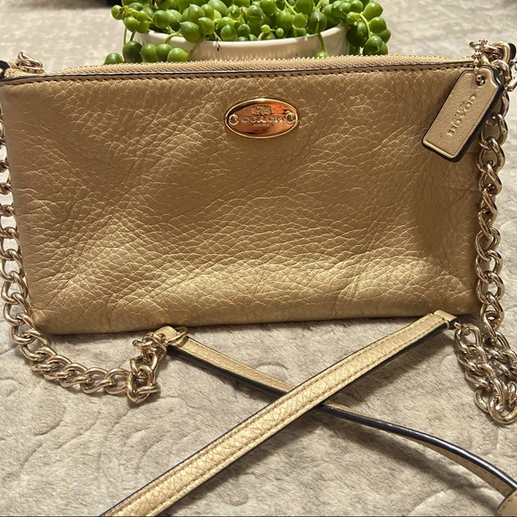 Coach Handbags - Coach Gold Crossbody Purse